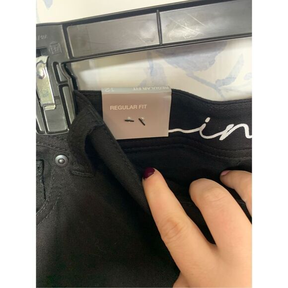 INC Distressed Denim Angled Mop Hem Black Pants Size 12 NWT - Picture 4 of 8